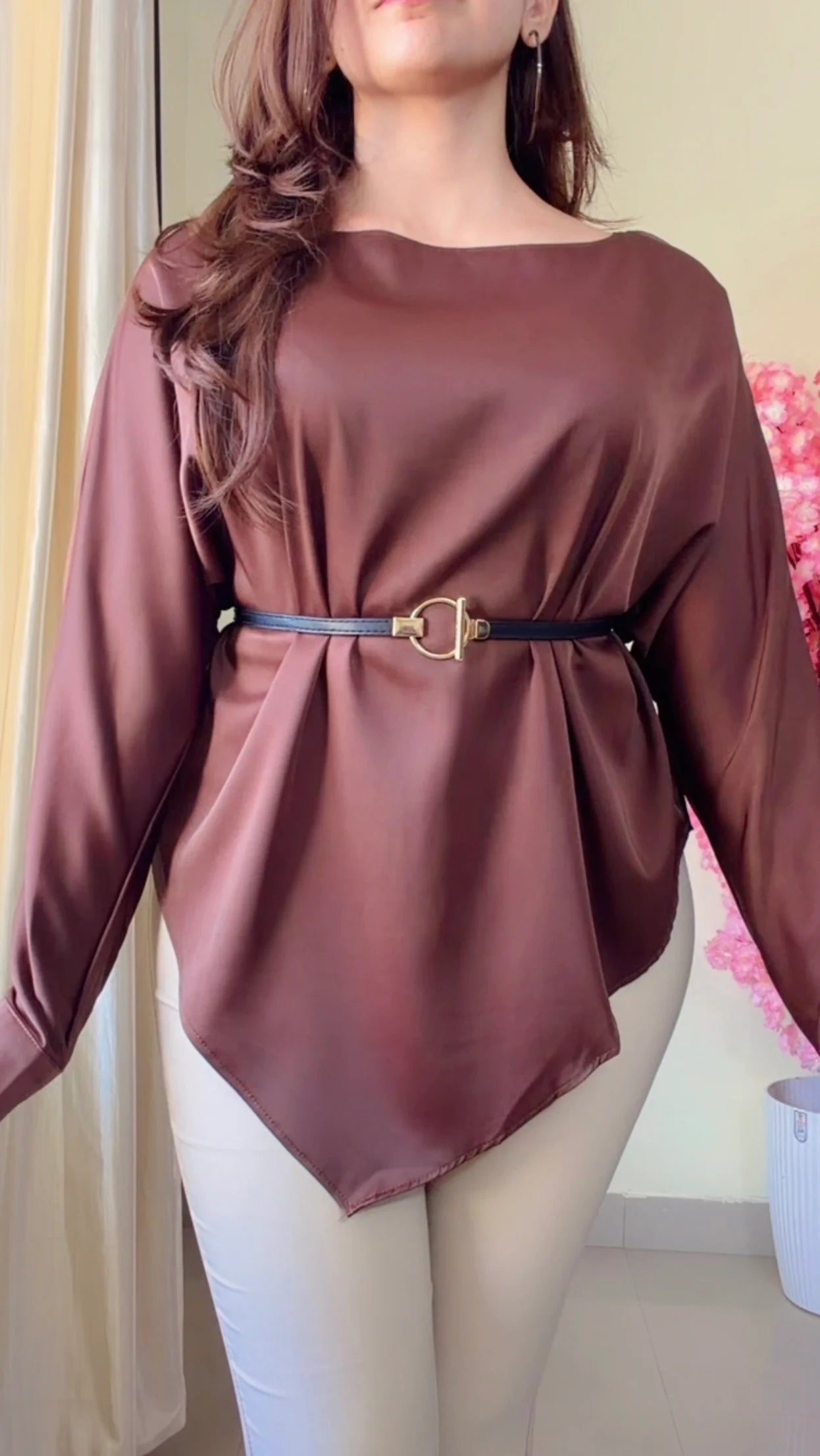 Premium Diva Drape Asym Top with Belt