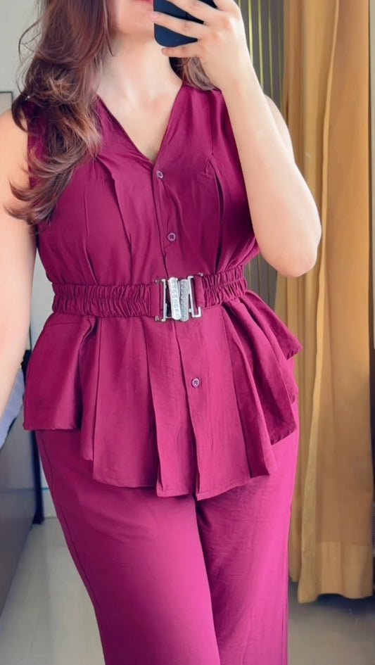 Premium linen Airport look Co-ord set