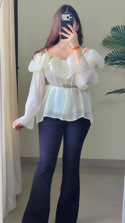 Crimson Ruffle Luxe Top