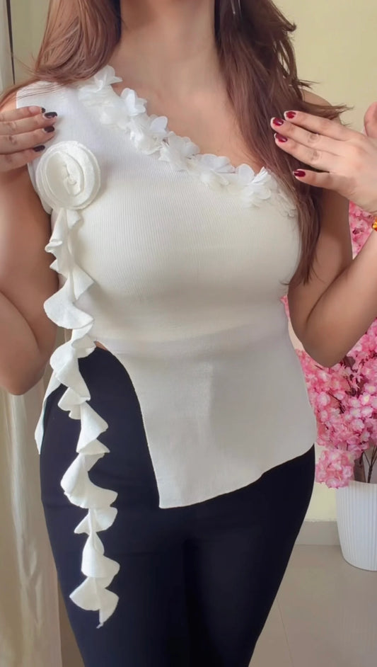 Draped Neck Ruched Top