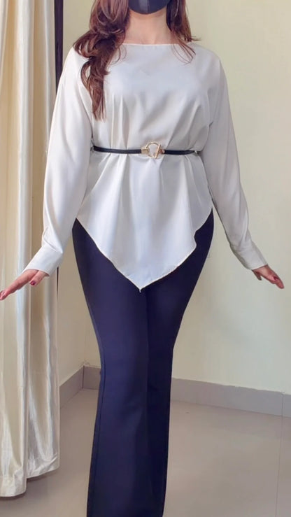 Premium Diva Drape Asym Top with Belt