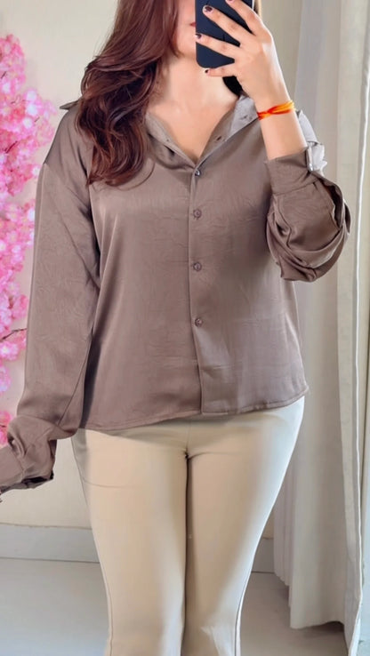 Taupe brown  Luxe Sheen Shirt