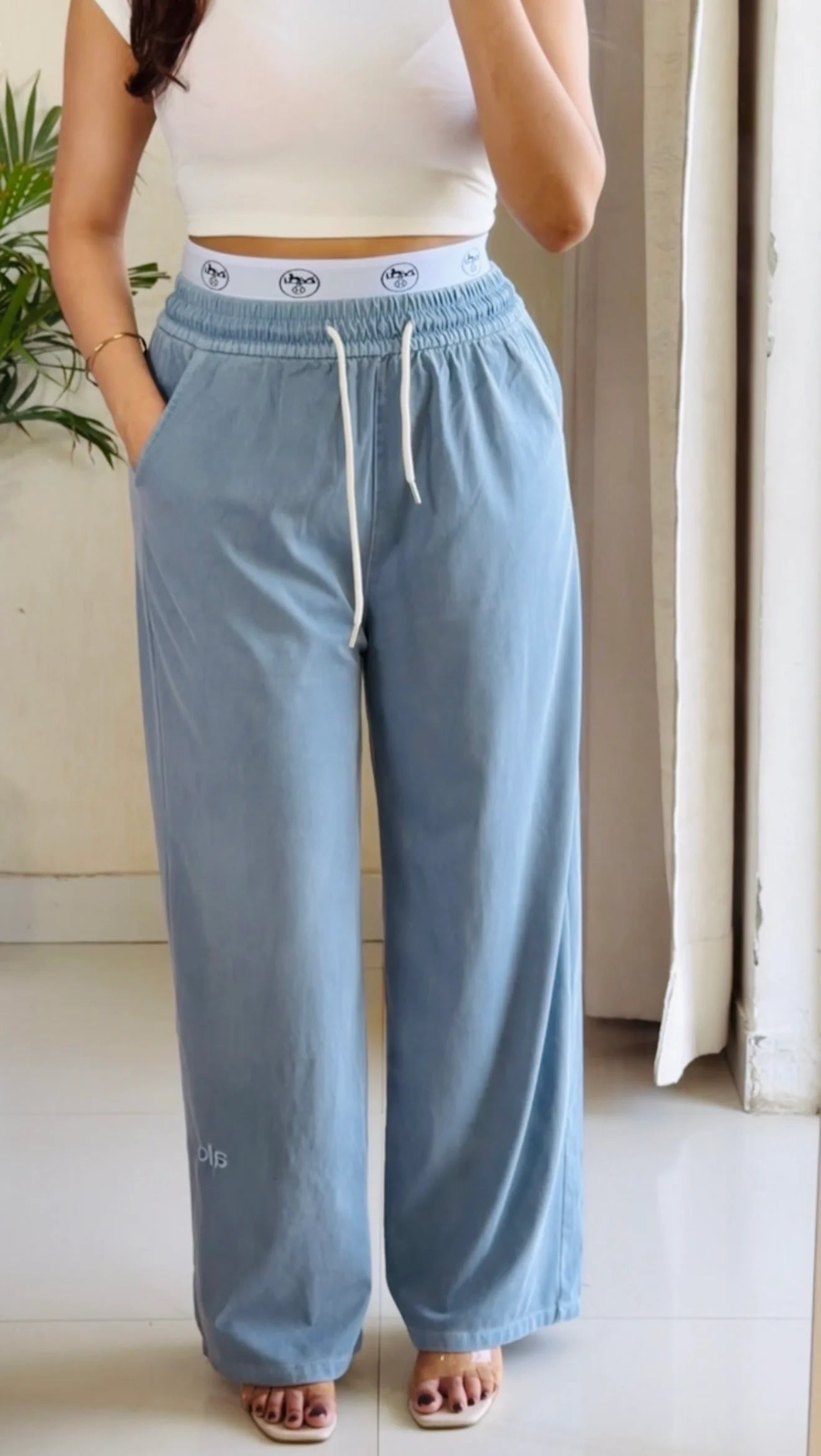 Denim Look Wide-Leg Lower