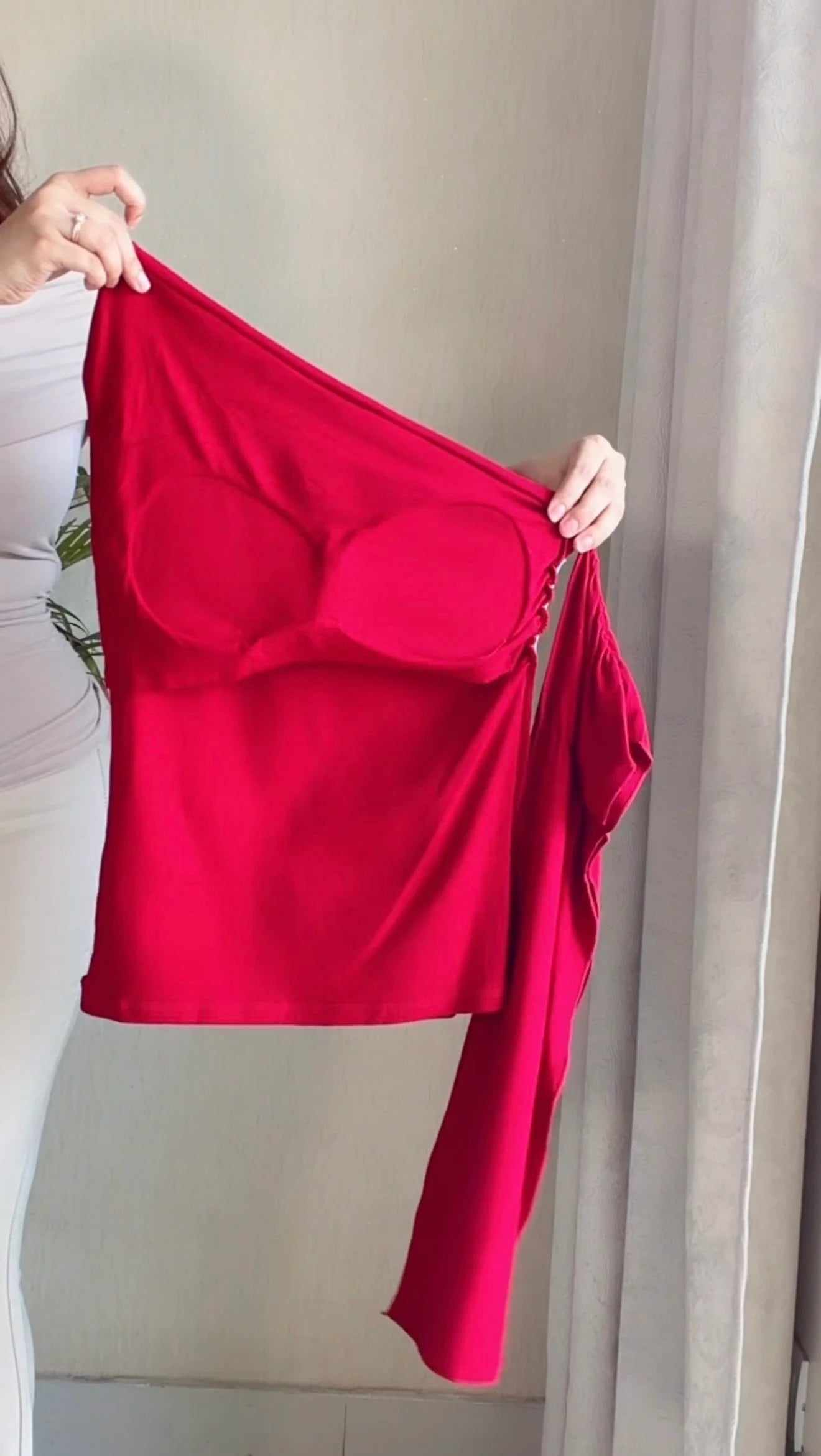 Padded One-Shoulder Drape Top