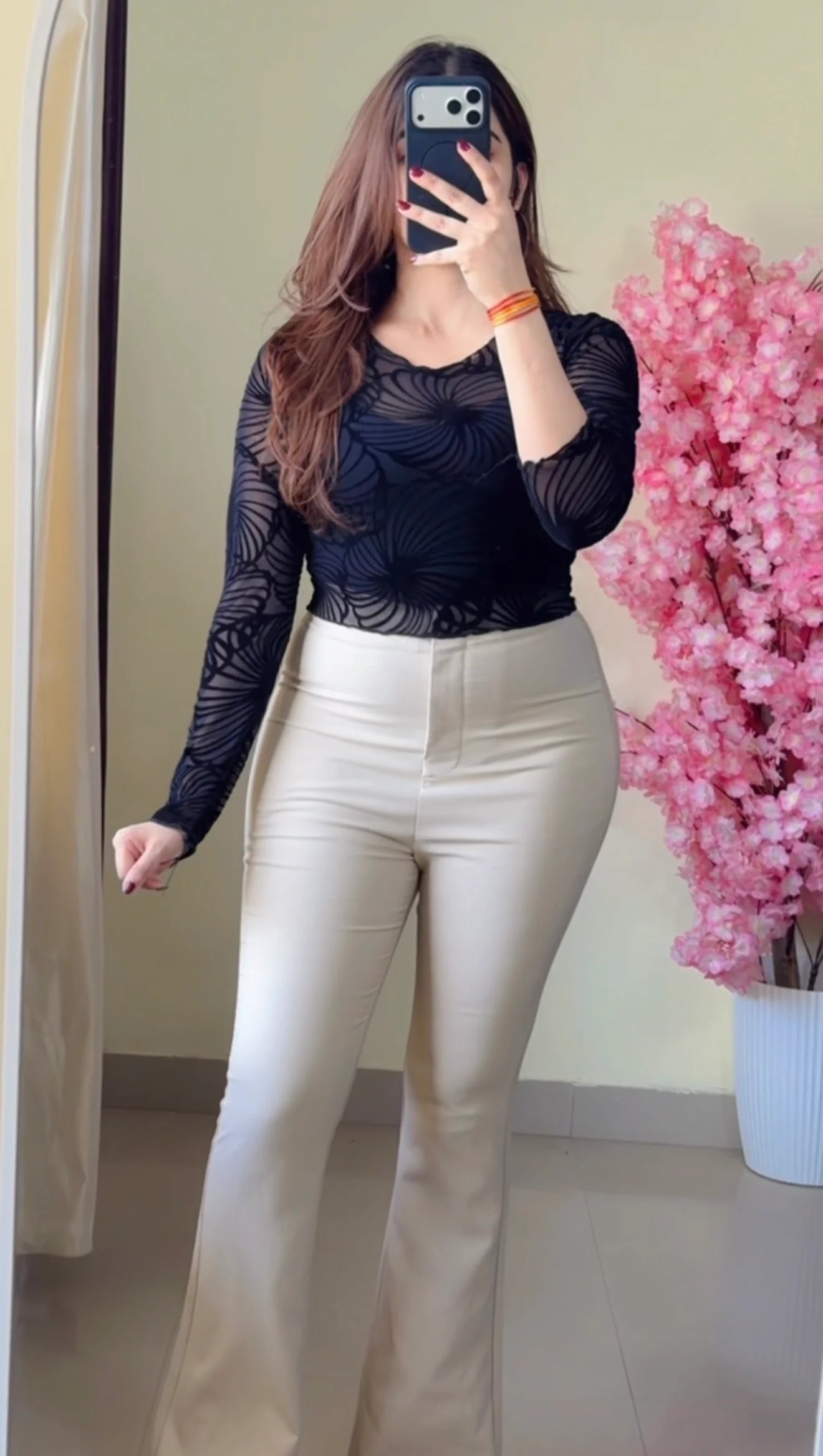 Sheer Swirl Mesh Top