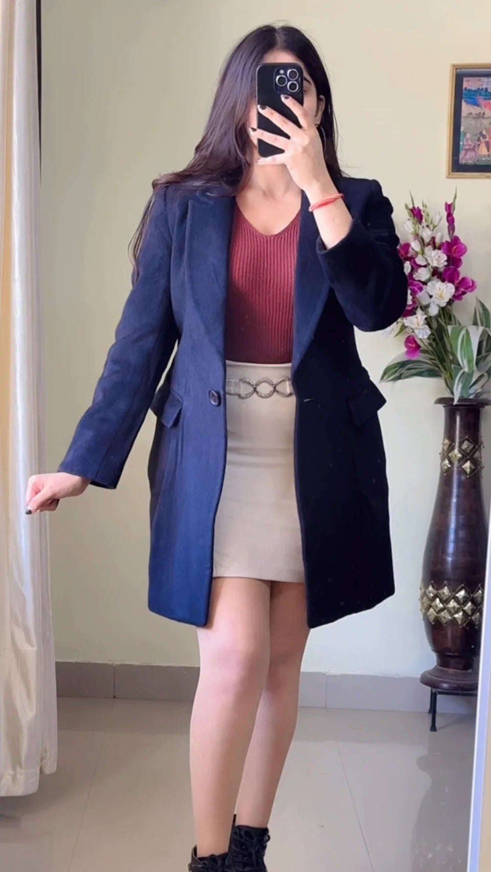 (Size-S to M) Black Winter Coat- Wo156