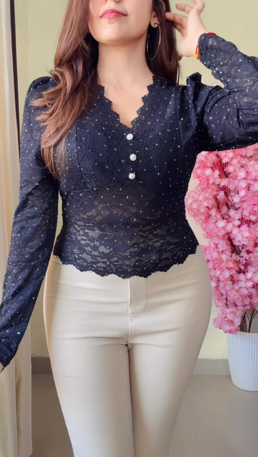 Crystal Studded Padded Top