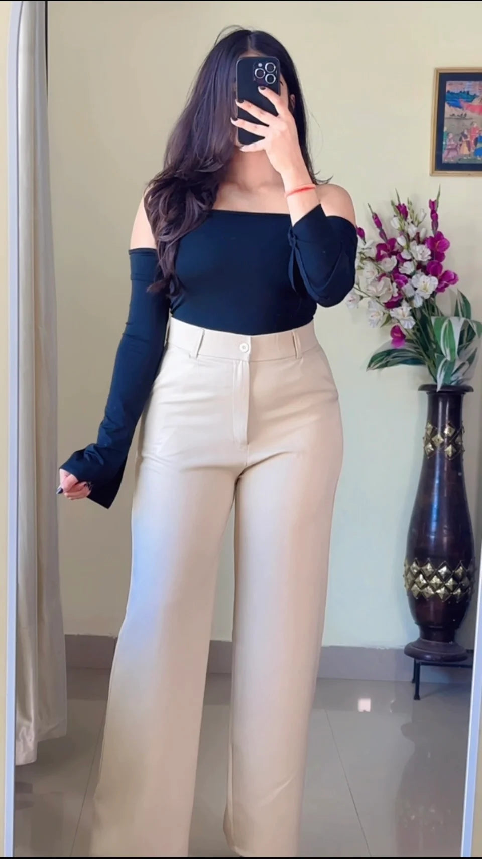 Beige Straight Fit Trouser- PO6