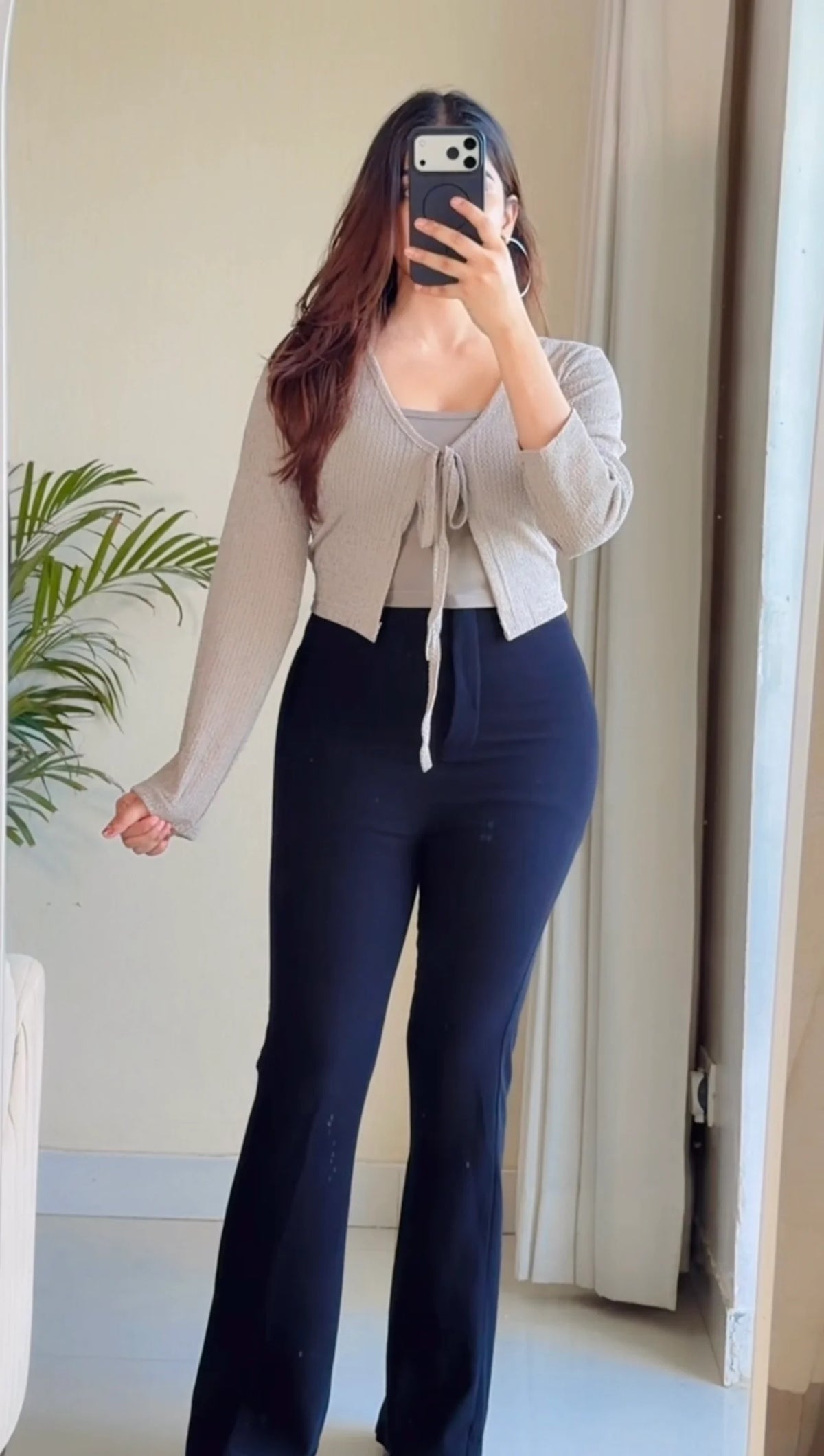 Tie-Front Crochet Top With Inner