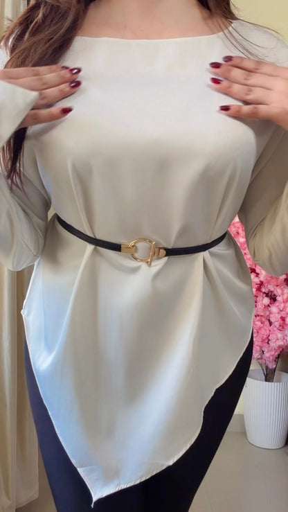 Premium Diva Drape Asym Top with Belt