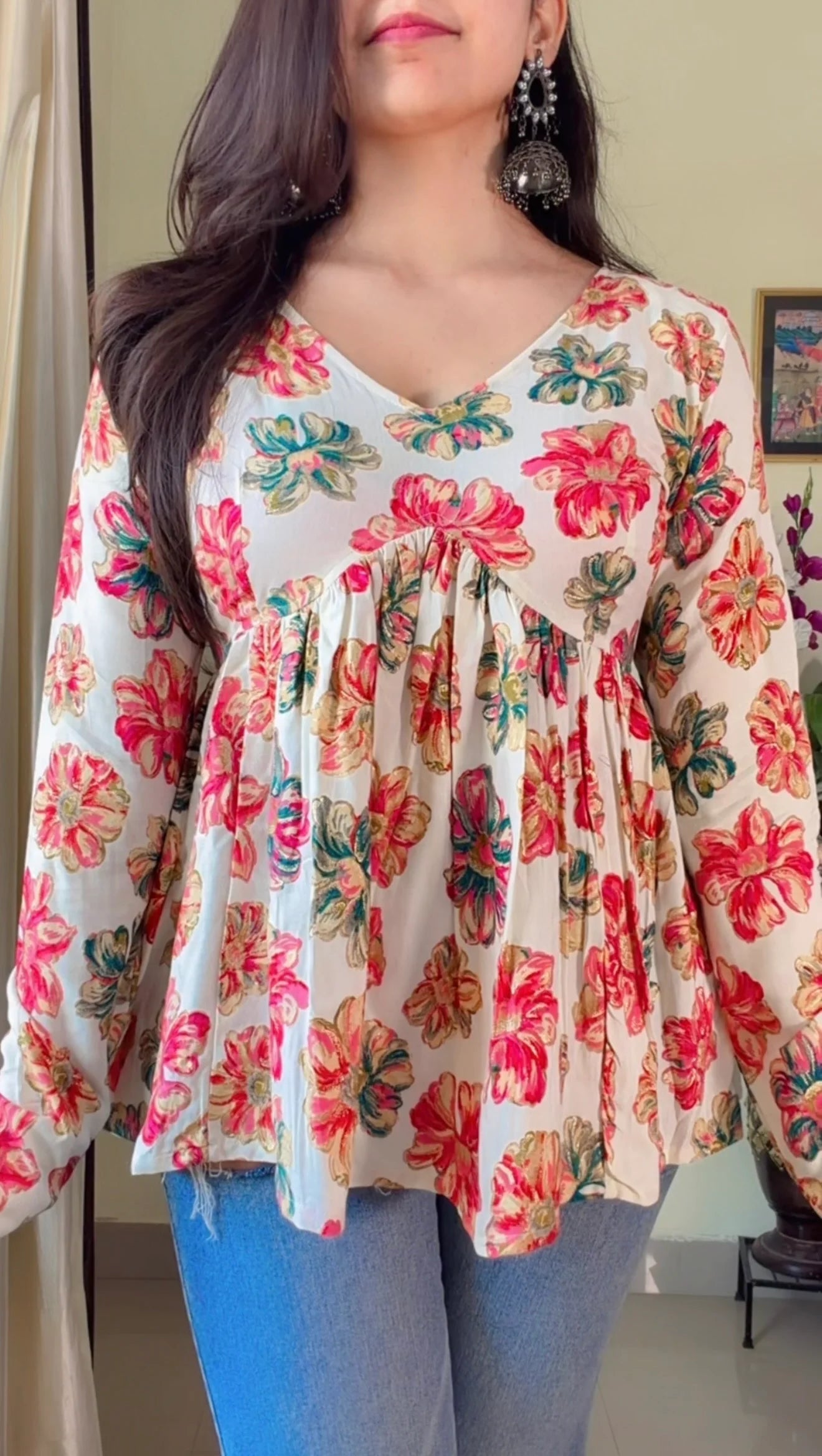 Blush Bloom Flared Short Kurti
