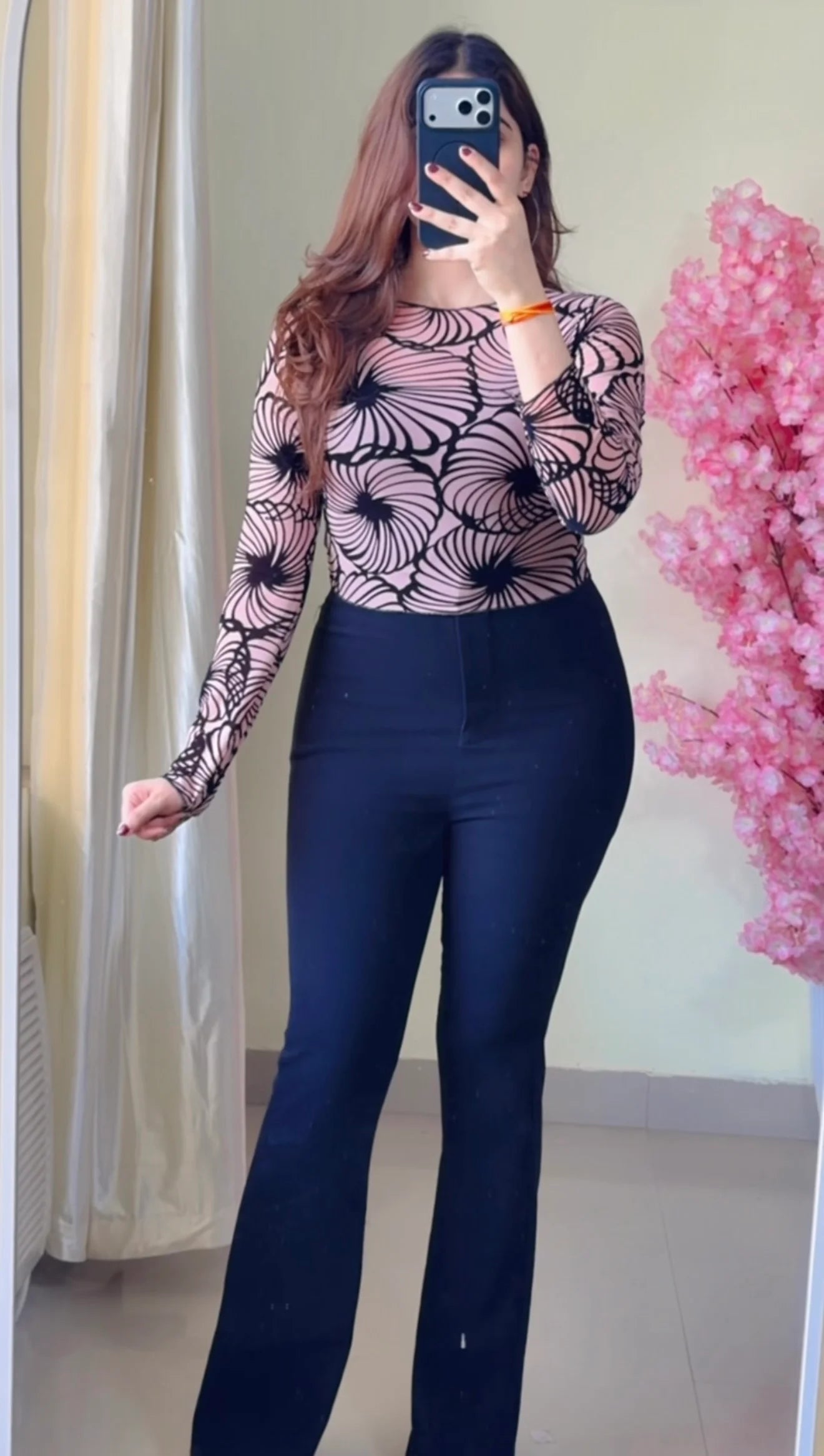 Sheer Swirl Mesh Top