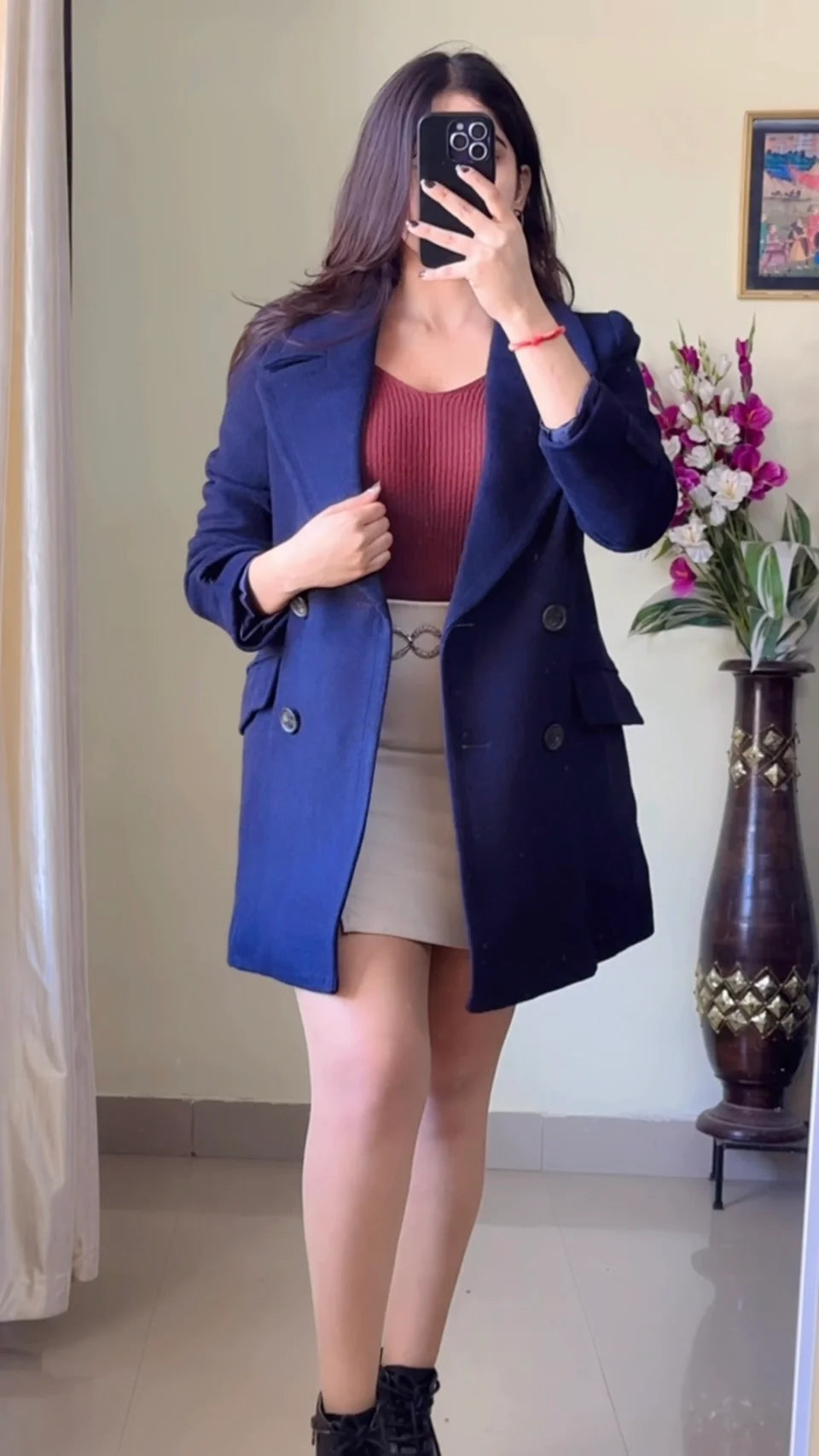 (Size-S to M) Blue Winter Coat- Wo159