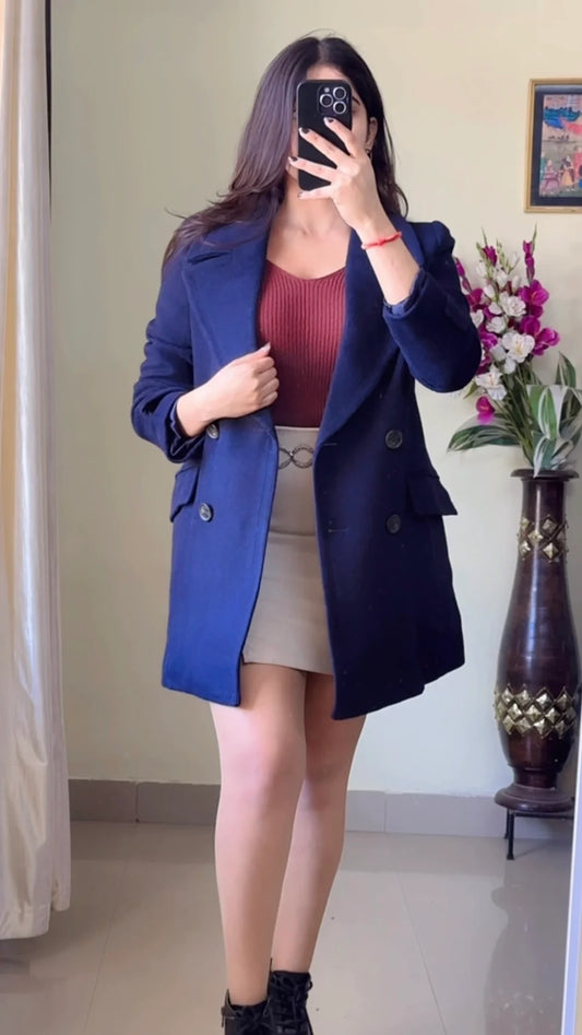 (Size-S to M) Blue Winter Coat- Wo159