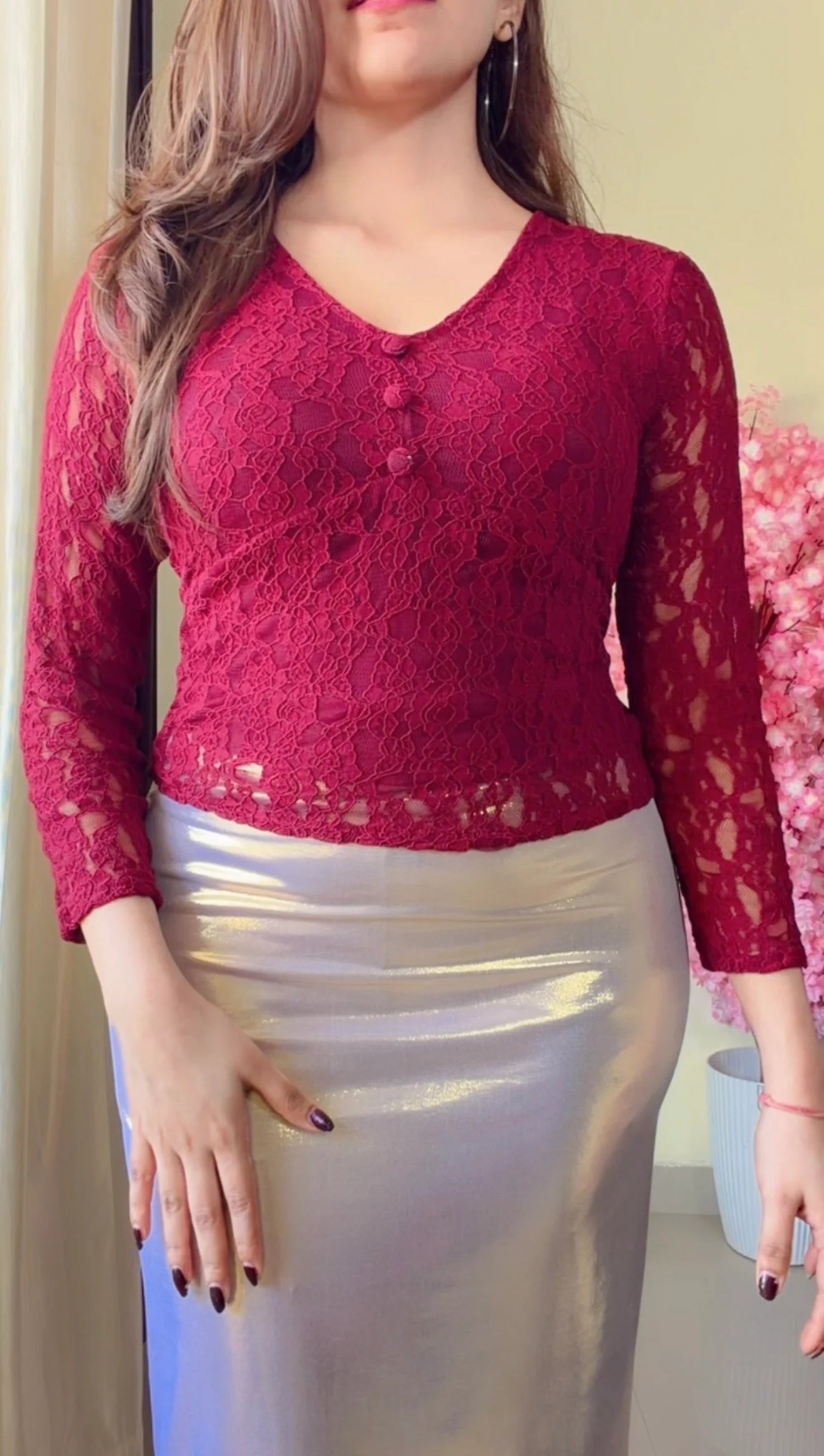 Cherry Red Lace Charm Top