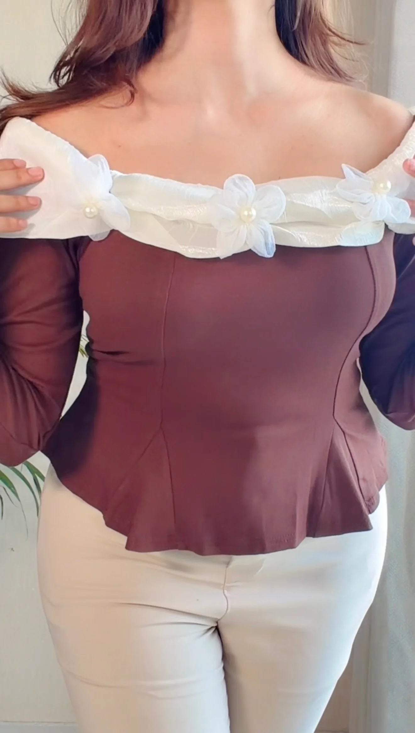 Ruffle Neck Peplum Top