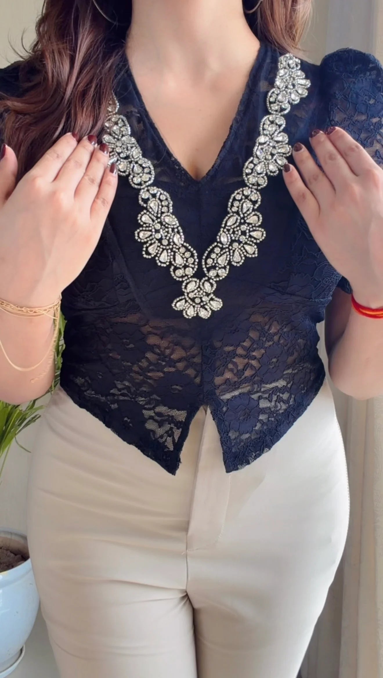 Crystal Studded Padded Top