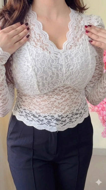 Padded Scarlet Lace Royale Top