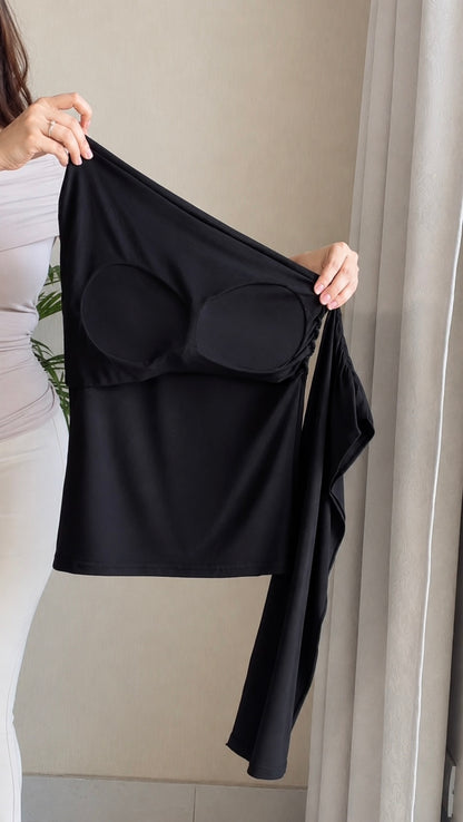 Padded One-Shoulder Drape Top