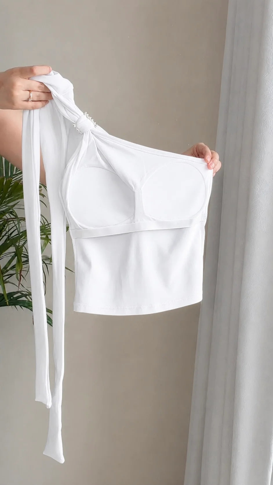 Luxe Draped Rhinestone Padded Top