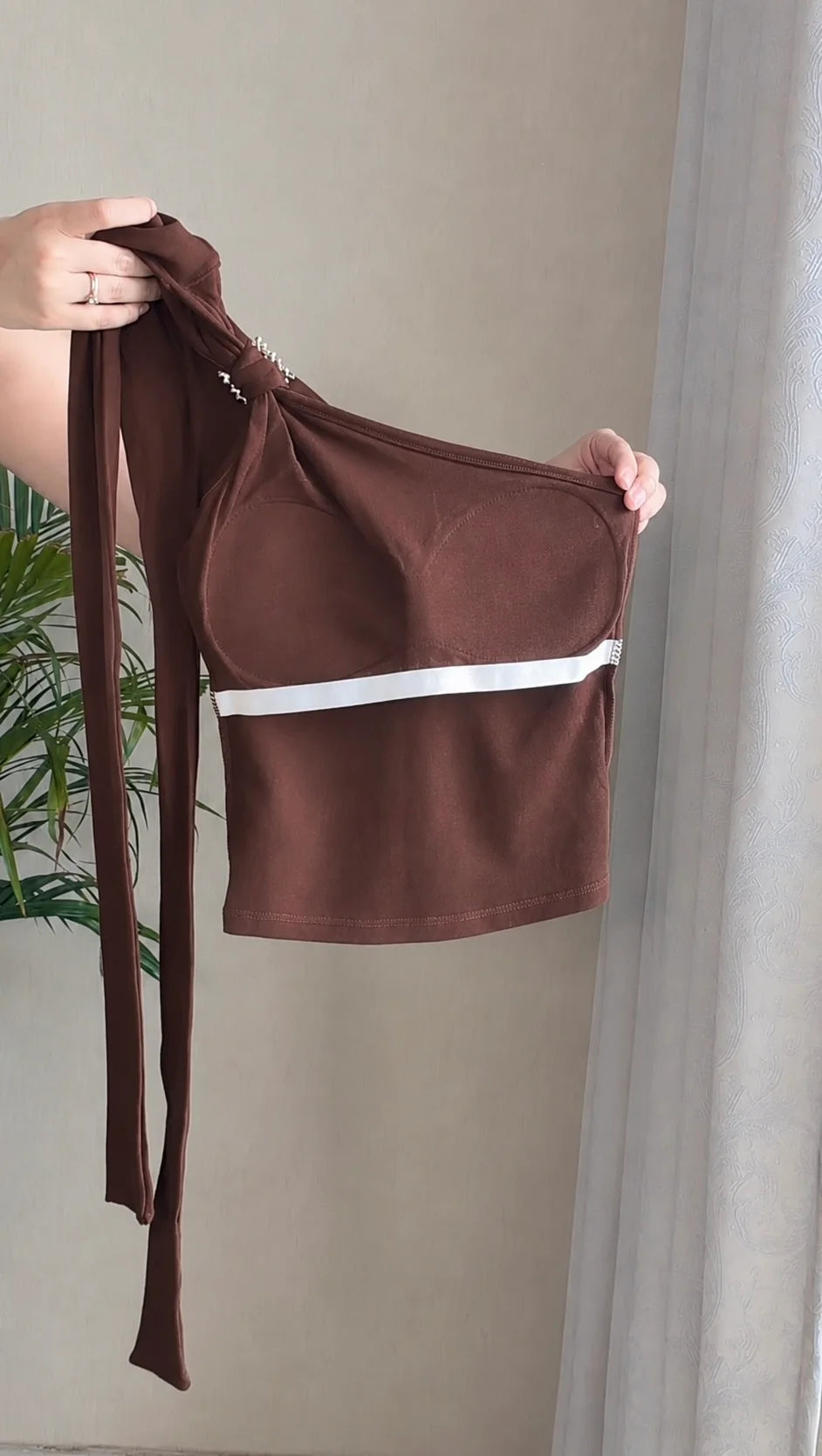 Luxe Draped Rhinestone Padded Top