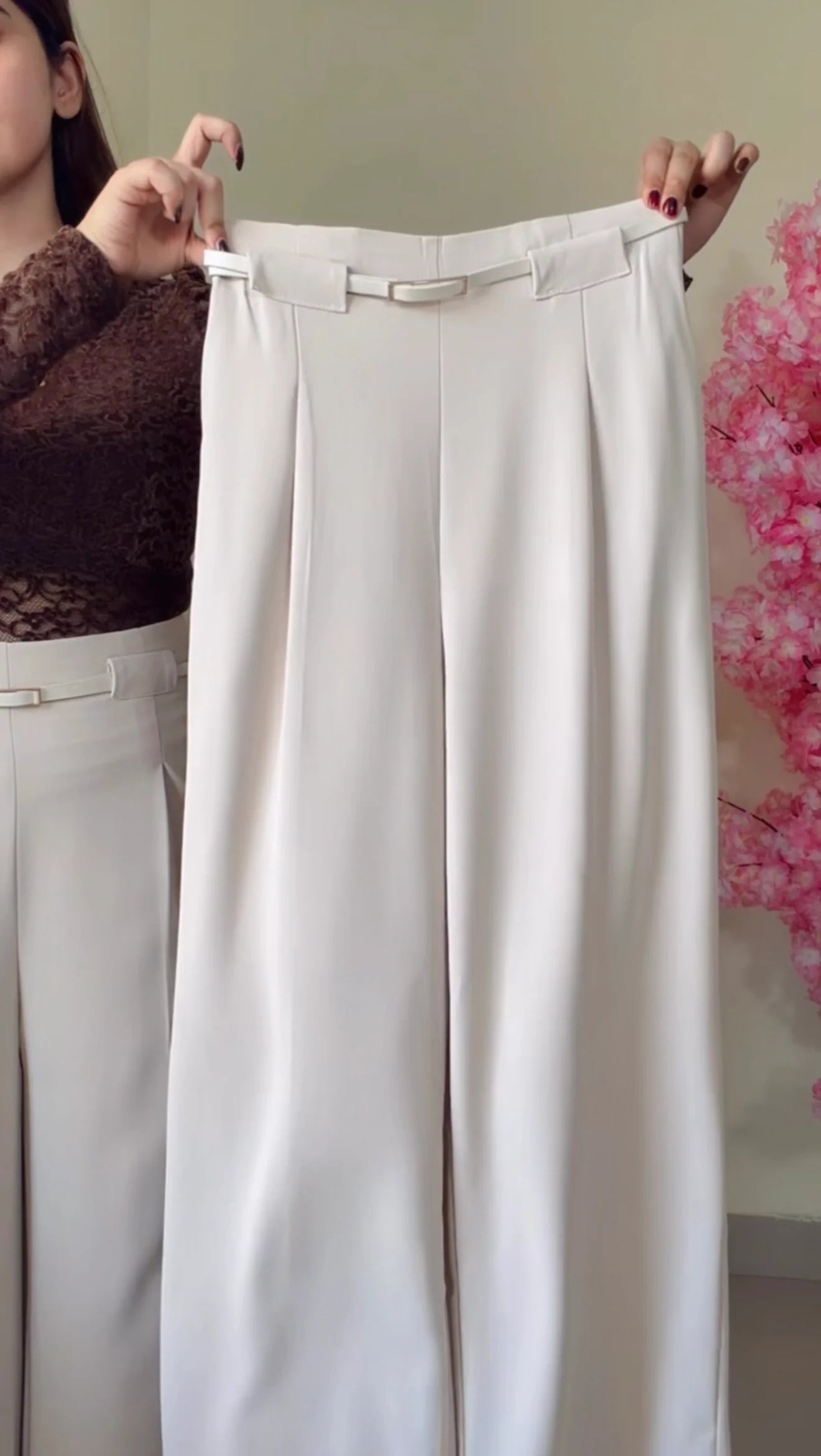 Rose Beige Tailored Trouser + Belt