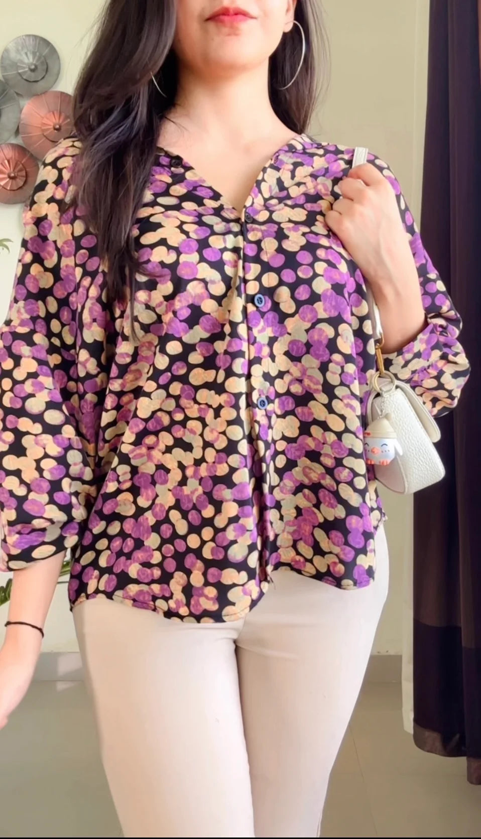 Printed Black casual crop shirt (So01)