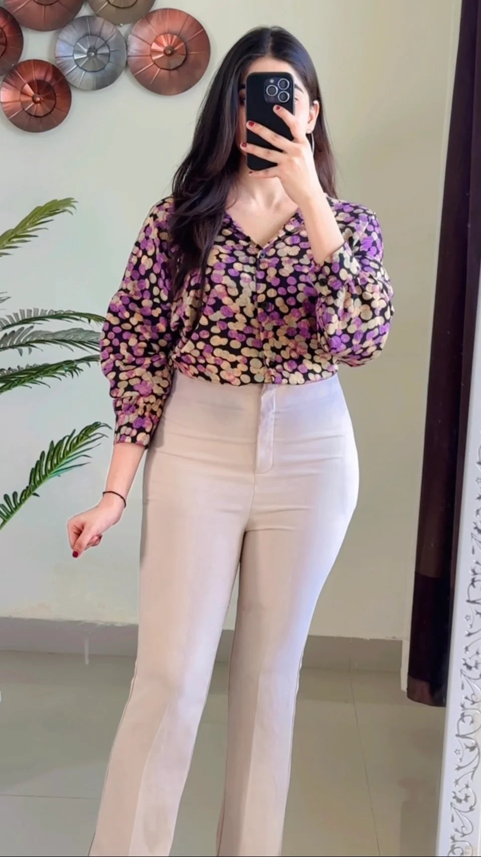 Printed Black casual crop shirt (So01)