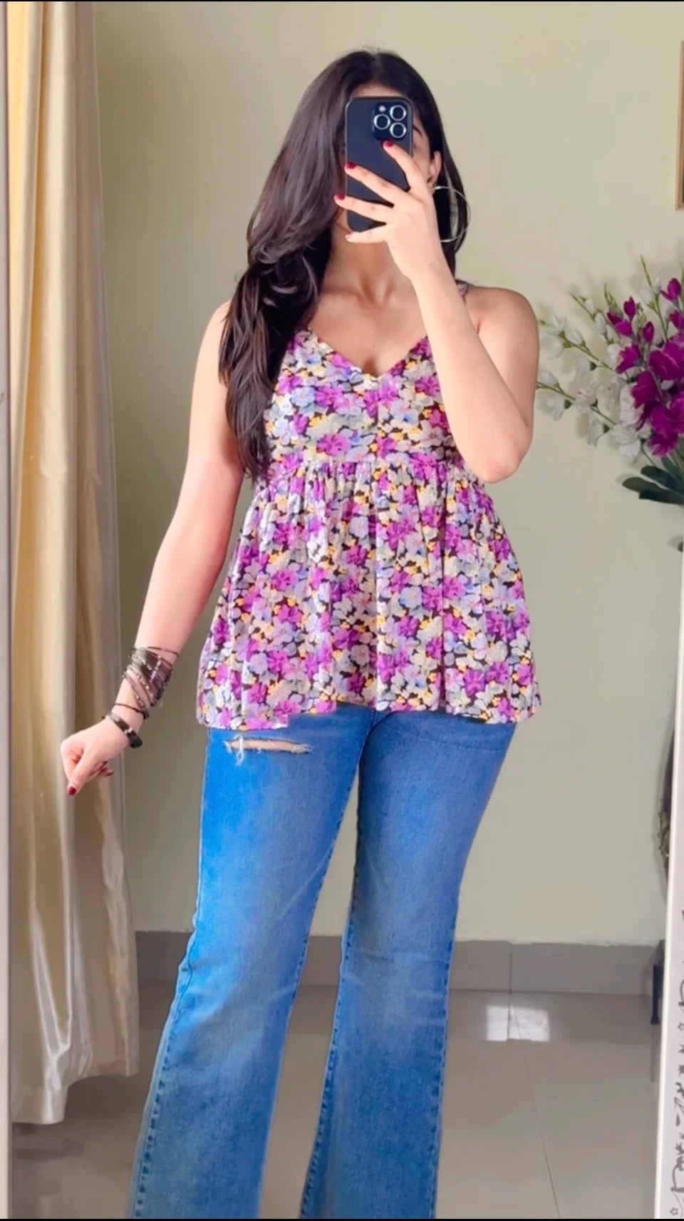 Floral Short Kurti (High Quality) KT-105