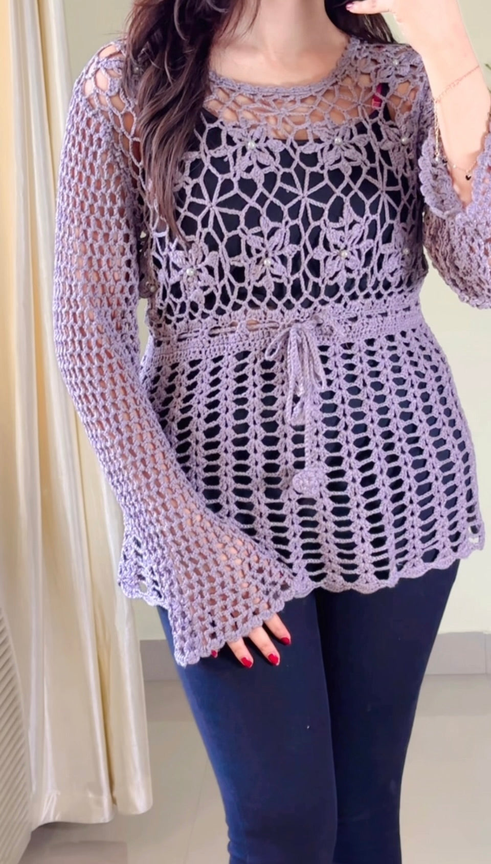 (Free Size 32-38) Crochet Top - (Cb38