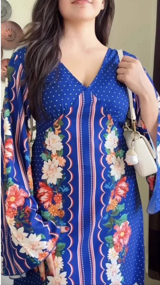 Classy Kaftan Pattern blue Dress D-1