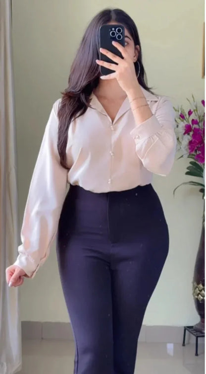 Ivory Beige High Quality Shirt (Wrinkle Free)-S25