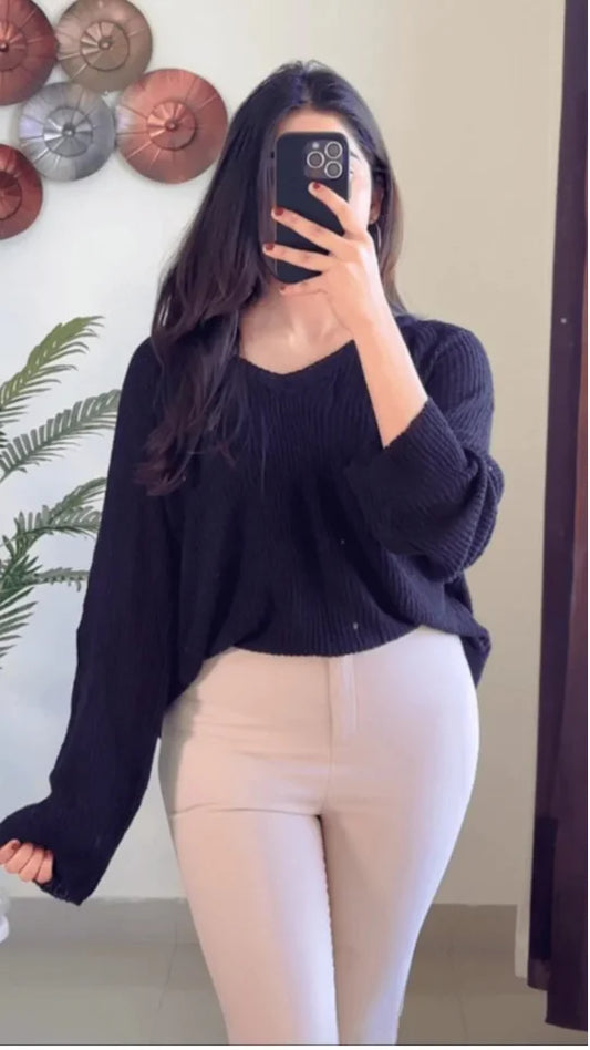 (Free Size) Black Crochet Top C922 & C957