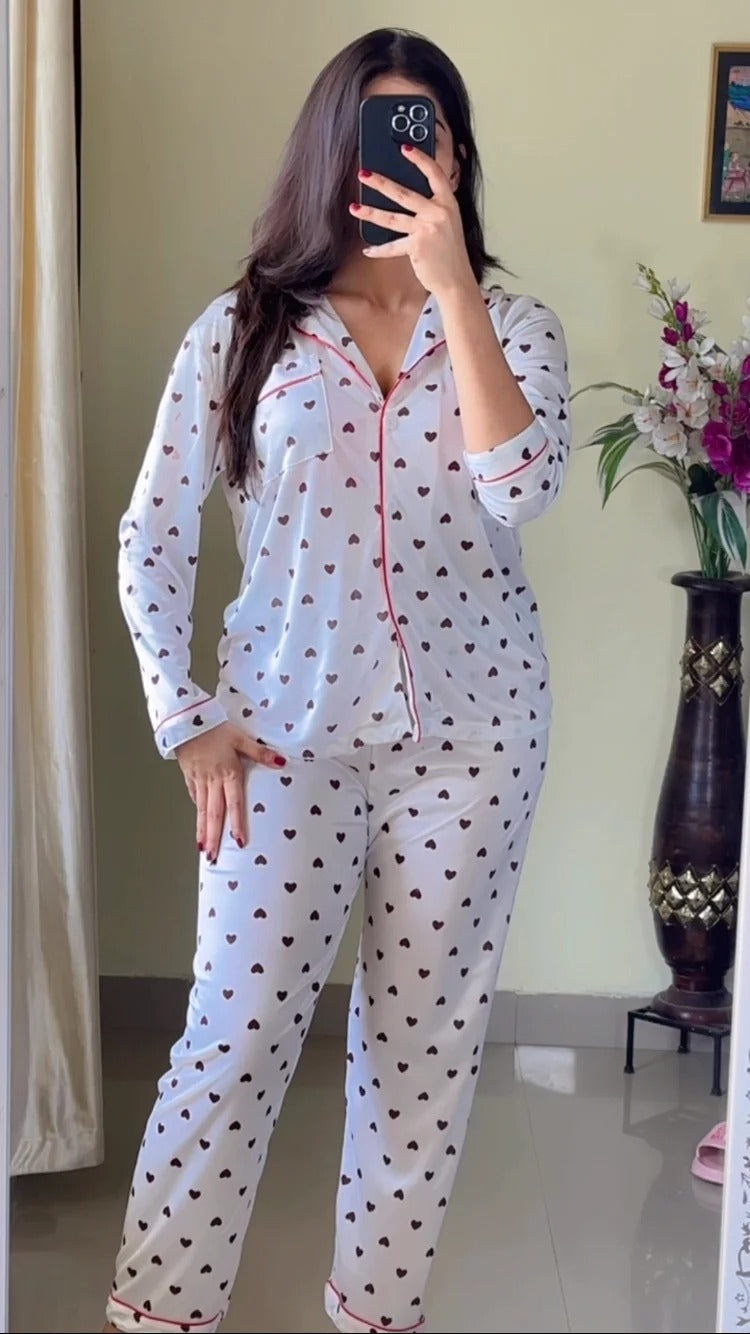 (Printed Heart) Sleeveless Pure Cotton Waistcoat With Trouser-PJ19