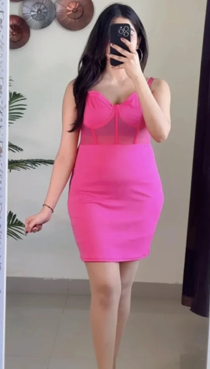 Hot Pink Bodycon Dress-D608