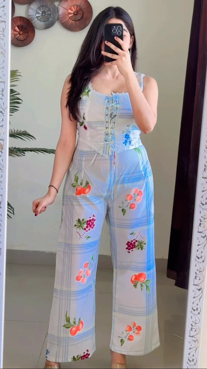 Sleeveless Pure Cotton Waistcoat With Trouser K-507