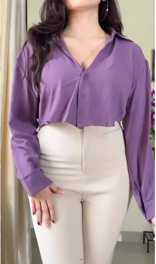 Purple casual crop shirt (S43)