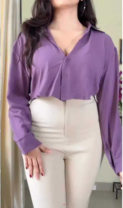 Purple casual crop shirt (S43)