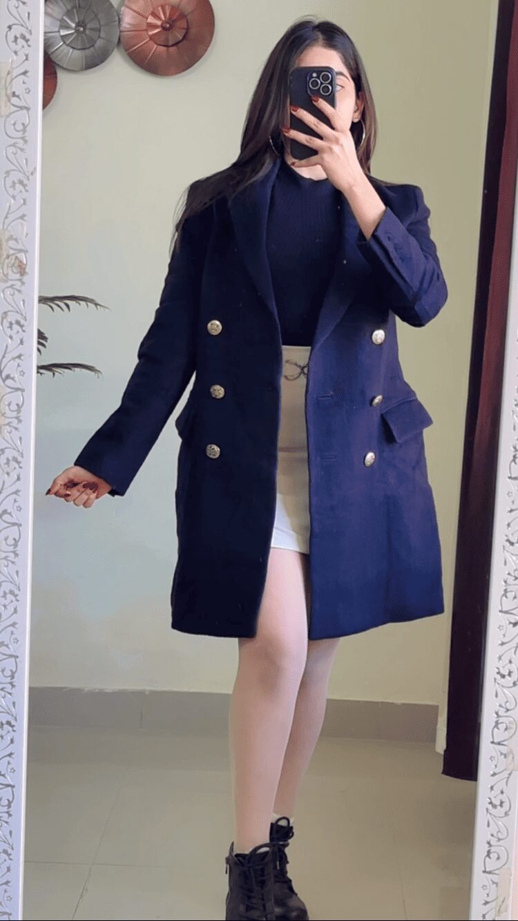 (Xs To S) Black Winter Coat W343